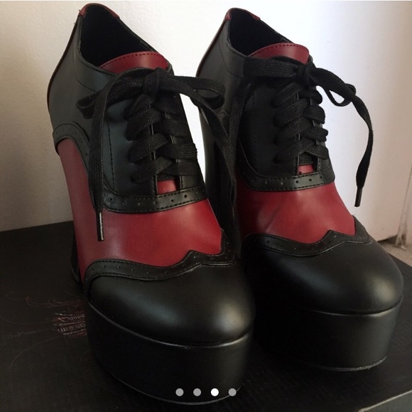 Dolls Kill Current Mood Size 7 Red ‘N Black heels! - Picture 3 of 4